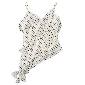 EUC Thirty Thirty LA Polka Dot Ruffle Women’s Dress Tank Top Size Med